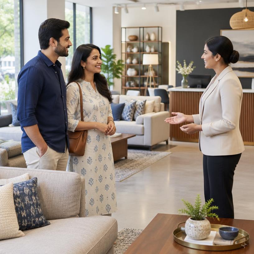 Customers welcomed by a showroom consultant